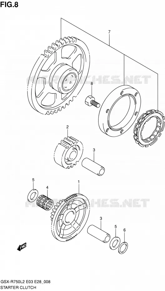 ROUE LIBRE DE DEMARREUR Suzuki MOTO 750 GSX-R 2012  GSX-R750L2(E03,E28,E33)