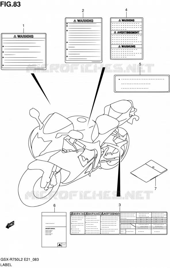 ETIQUETTE (GSX-R750L2 E24) Suzuki MOTO 750 GSX-R 2012  GSX-R750L2(E24)