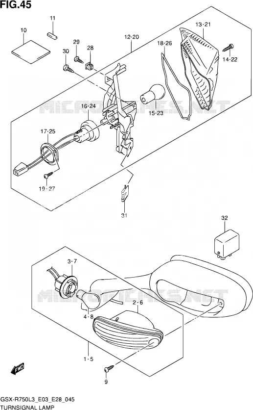 CLIGNOTANTS (GSX-R750L3 E28) Suzuki MOTO 750 GSX-R 2013  GSX-R750 L3 (E03,E28,E33)