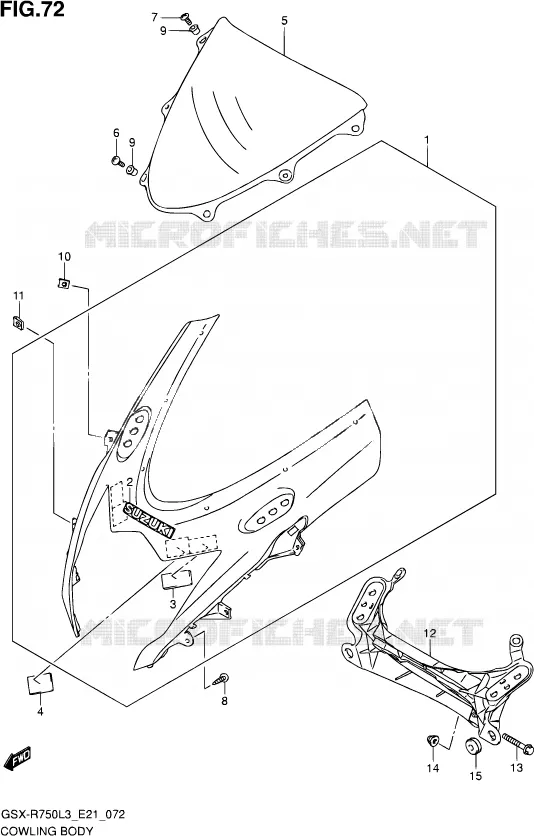 CARENAGES - ETIQUETTES Suzuki MOTO 750 GSX-R 2013  GSX-R750 L3 (E24)