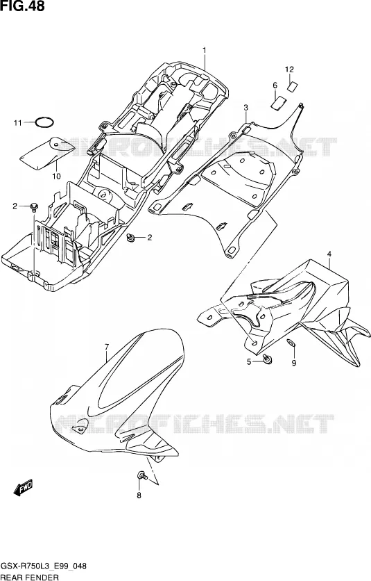 GARDE BOUE ARRIERE Suzuki MOTO 750 GSX-R 2013  GSX-R750 L3 (E99)