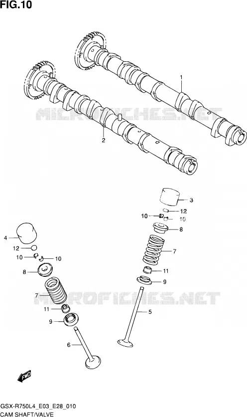 ARBRE A CAMES - VALVE Suzuki MOTO 750 GSX-R 2014  GSX-R750 L4 (E03,E28,E33)