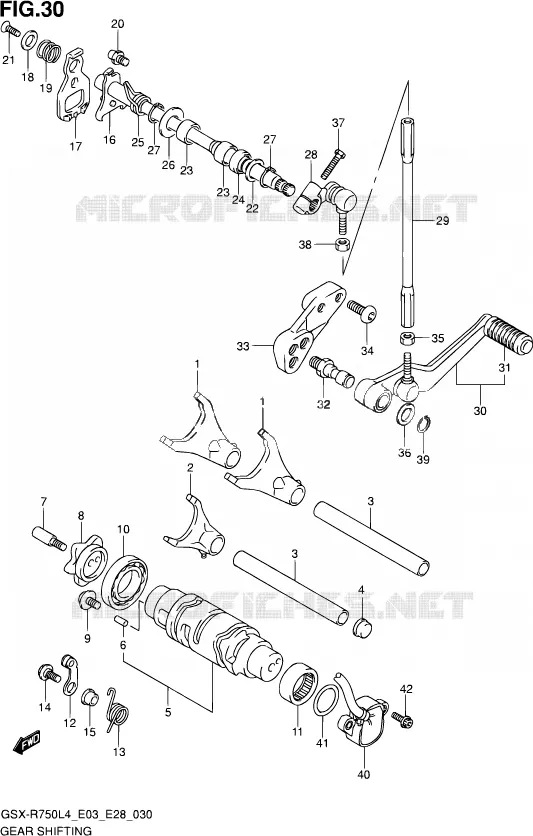 ENSEMBLE SELECTEUR DE VITESSES Suzuki MOTO 750 GSX-R 2014  GSX-R750 L4 (E03,E28,E33)