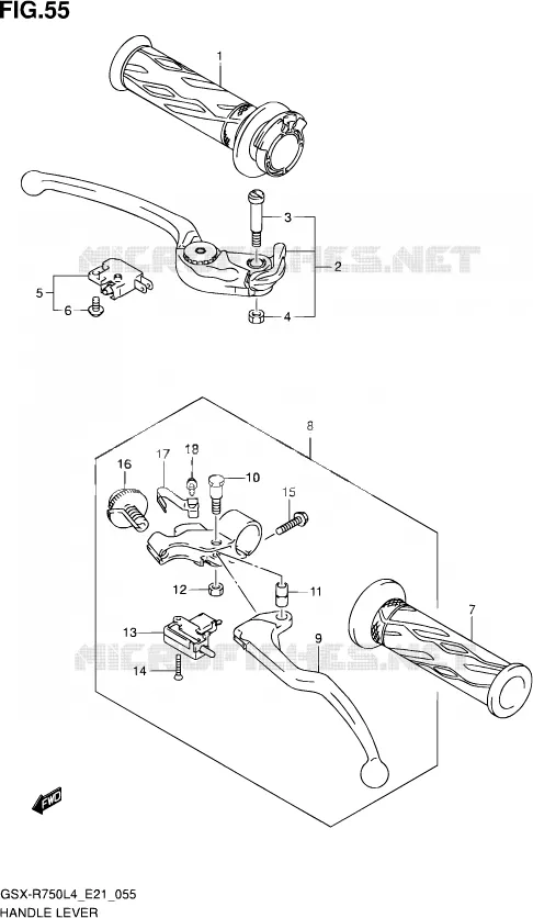 ENSEMBLE LEVIERS - POIGNEES Suzuki MOTO 750 GSX-R 2014  GSX-R750 L4 (E21)