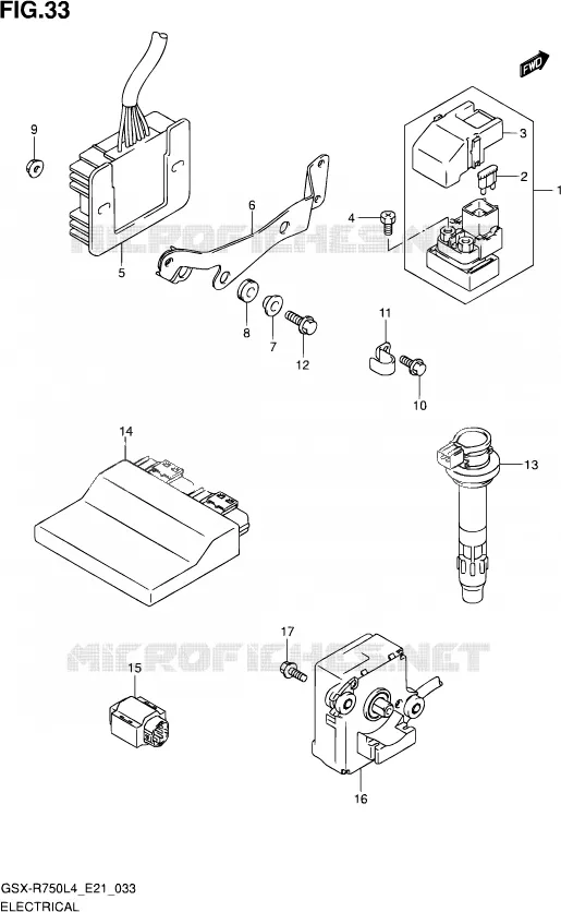 PARTIE ELECTRIQUE (GSX-R750UFL4 E21) Suzuki MOTO 750 GSX-R 2014  GSX-R750 L4 (E21)