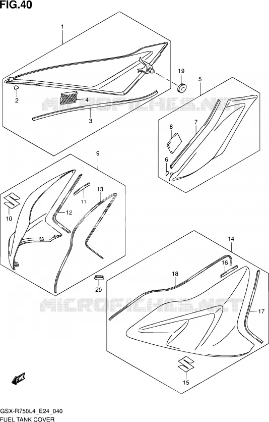 RESERVOIR D'ESSENCE - COUVERCLES Suzuki MOTO 750 GSX-R 2014  GSX-R750 L4 (E24)