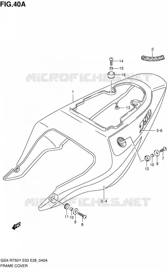CARENAGES ARRIERE  (MODELE K1) Suzuki MOTO 750 GSX-R 2000  GSX-R750Y(E03,E28,E33)