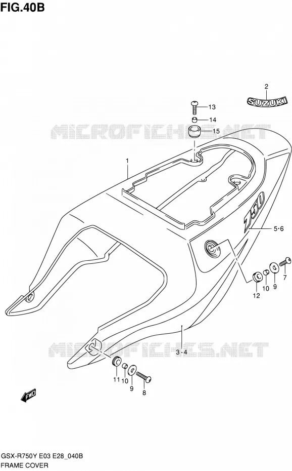 CARENAGES ARRIERE  (MODELE K2) Suzuki MOTO 750 GSX-R 2000  GSX-R750Y(E03,E28,E33)