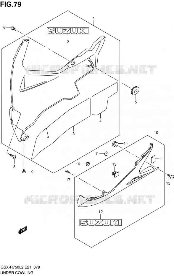CARENAGES INFERIEUR (FLANCS) (GSX-R750L2 E21) Suzuki MOTO 750 GSX-R 2012  GSX-R750UFL2(E21)