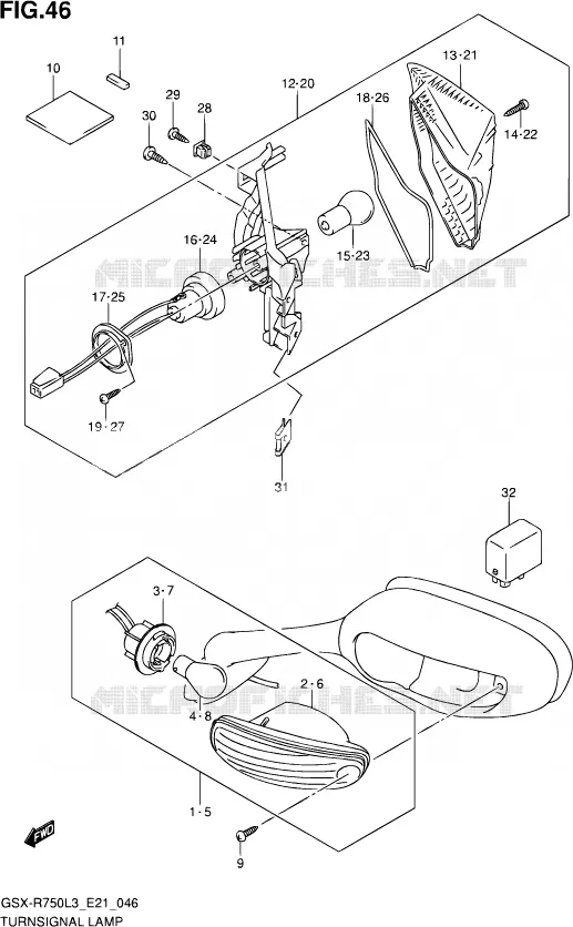 CLIGNOTANTS (GSX-R750UFL3 E21) Suzuki MOTO 750 GSX-R 2013  GSX-R750UF L3 (E21)