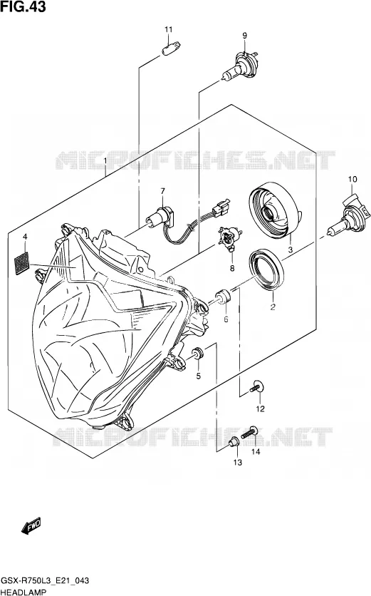PHARE (GSX-R750UFL3 E21) Suzuki MOTO 750 GSX-R 2013  GSX-R750UF L3 (E21)