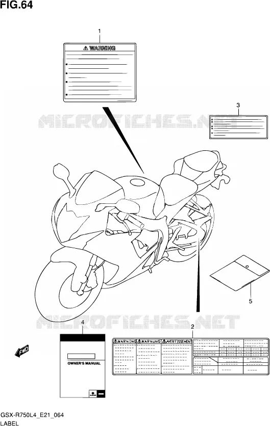 ETIQUETTE (GSX-R750L4 E21) Suzuki MOTO 750 GSX-R 2014  GSX-R750UF L4 (E21)