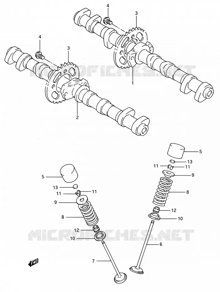 ARBRE A CAMES - VALVE Suzuki MOTO 750 GSX-R 1992  GSX-R750W N (E03,E28,E33)