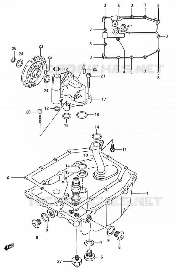 CARTER INFERIEUR - POMPE A HUILE Suzuki MOTO 750 GSX-R 1992  GSX-R750W N (E03,E28,E33)