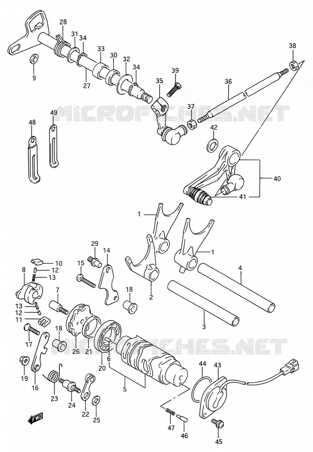 ENSEMBLE SELECTEUR DE VITESSES Suzuki MOTO 750 GSX-R 1993  GSX-R750W P (E03,E28,E33)
