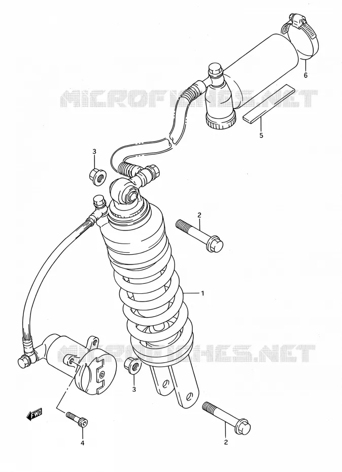 AMORTISSEUR ARRIERE (MODELE K/L/M/N/P) Suzuki MOTO 1100 GSX-F 1990  GSX1100F L (E03,E28,E33)