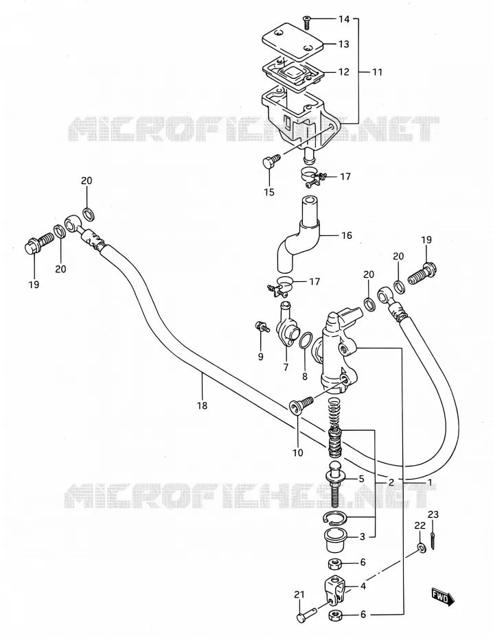 MAITRE CYLINDRE ARRIERE Suzuki MOTO 1100 GSX-F 1990  GSX1100F L (E03,E28,E33)