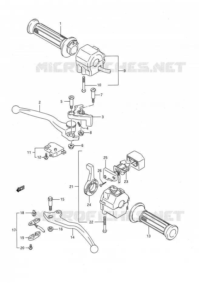 COMMODOS (MODELE K/L/M/N/P) Suzuki MOTO 1100 GSX-F 1993  GSX1100F P (E03,E28,E33)