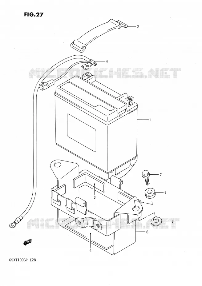 BATTERIE Suzuki MOTO 1100 GSX-G 1993  GSX1100G P (E03,E28,E33)