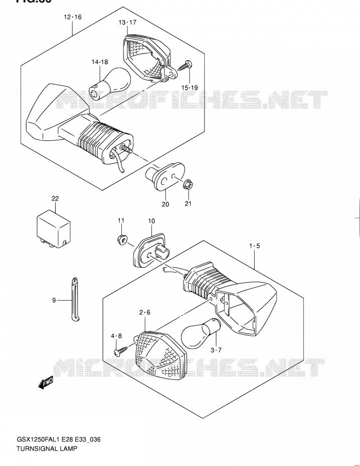 CLIGNOTANTS Suzuki MOTO 1250 GSX-F 2011  GSX1250FA L1 (E03,E28,E33)