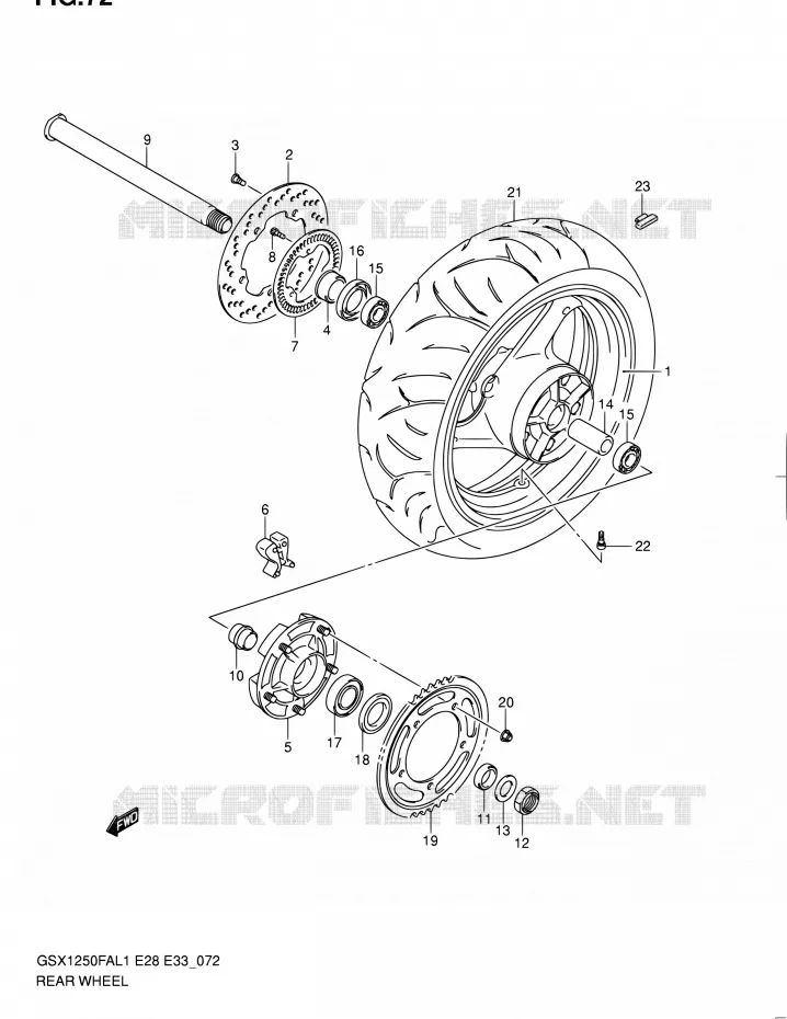 ROUE ARRIERE Suzuki MOTO 1250 GSX-F 2011  GSX1250FA L1 (E03,E28,E33)