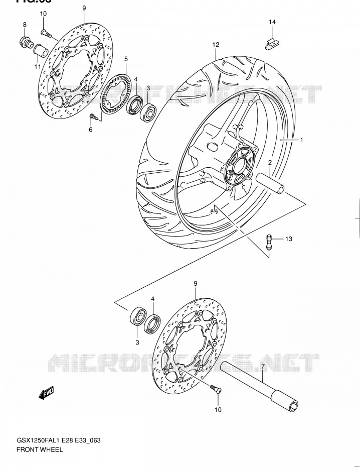 ROUE AVANT Suzuki MOTO 1250 GSX-F 2011  GSX1250FA L1 (E03,E28,E33)