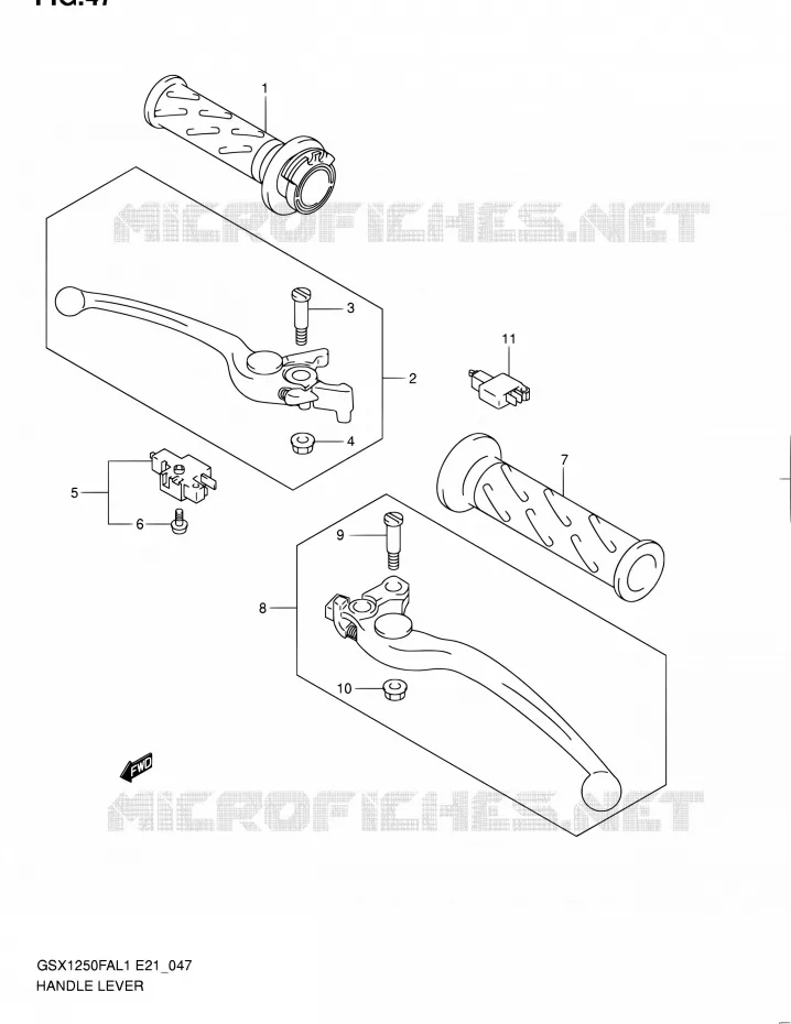ENSEMBLE LEVIERS - POIGNEES Suzuki MOTO 1250 GSX-F 2011  GSX1250FAL1(E24)