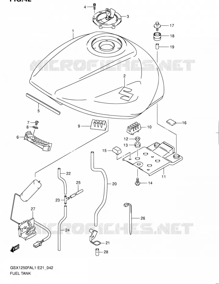 RESERVOIR D'ESSENCE (GSX1250FAL1 E24) Suzuki MOTO 1250 GSX-F 2011  GSX1250FAL1(E24)