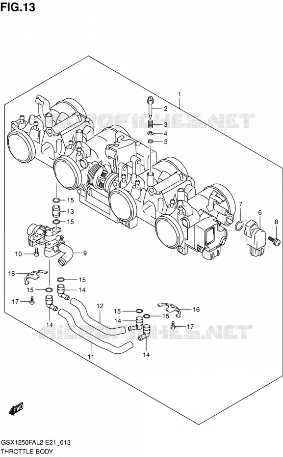 CORPS DE PAPILLON Suzuki MOTO 1250 GSX-F 2015  GSX1250FAL2(E21)
