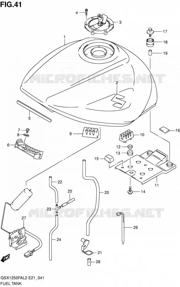 RESERVOIR D'ESSENCE (GSX1250FAL2 E21) Suzuki MOTO 1250 GSX-F 2013  GSX1250FAL2(E21)