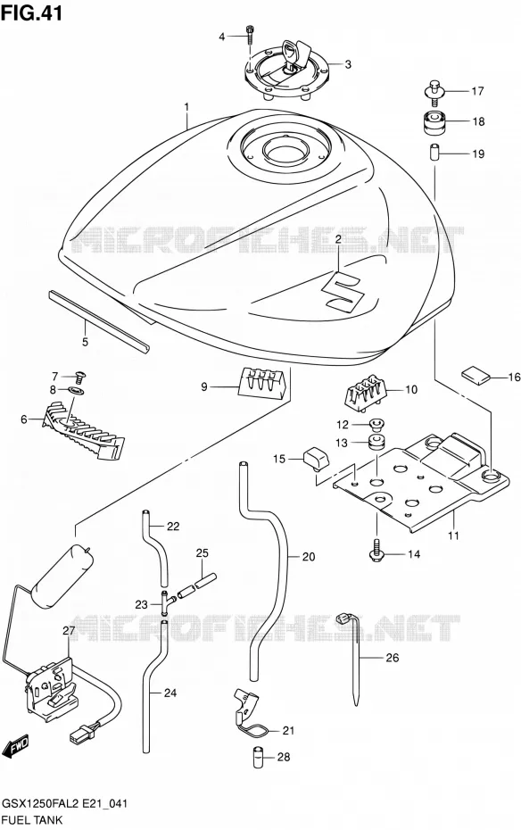 RESERVOIR D'ESSENCE (GSX1250FAL2 E21) Suzuki MOTO 1250 GSX-F 2015  GSX1250FAL2(E21)