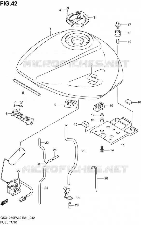 RESERVOIR D'ESSENCE (GSX1250FAL2 E24) Suzuki MOTO 1250 GSX-F 2012  GSX1250FAL2(E24)
