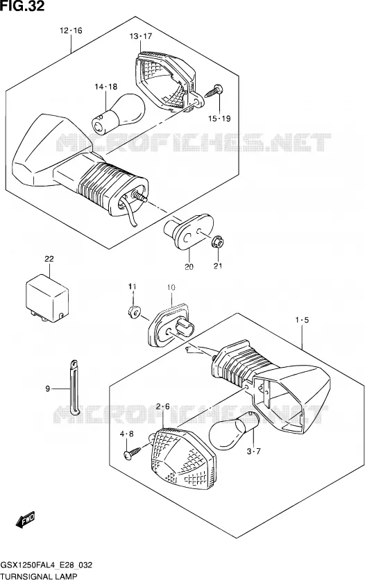 CLIGNOTANTS Suzuki MOTO 1250 GSX-F 2014  GSX1250FA L4 (E03,E28,E33)