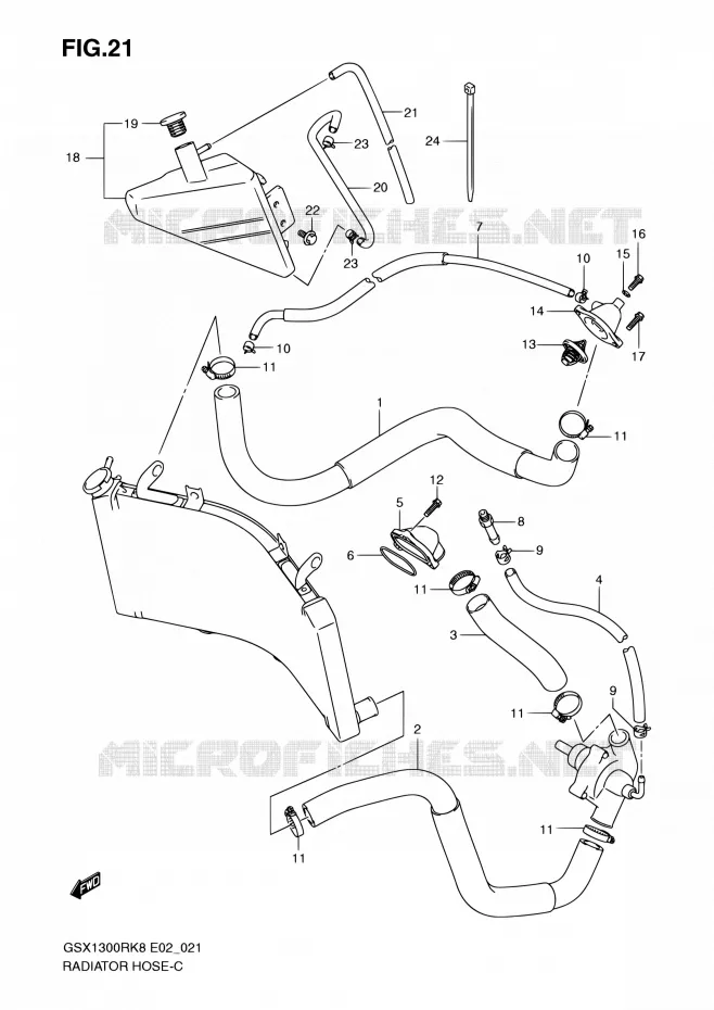 DURITE DE RADIATEUR Suzuki MOTO 1300 HAYABUSA 2010  GSX1300RL0(E14)