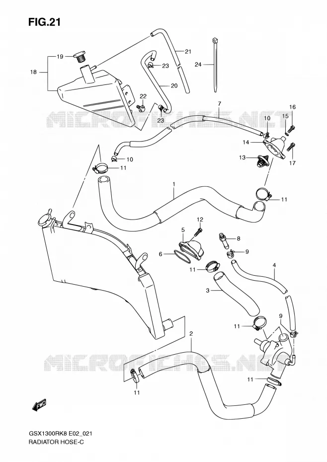 DURITE DE RADIATEUR Suzuki MOTO 1300 HAYABUSA 2010  GSX1300RL0(E51)