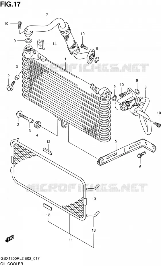RADIATEUR D'HUILE Suzuki MOTO 1300 HAYABUSA 2012  GSX1300RL2(E02)