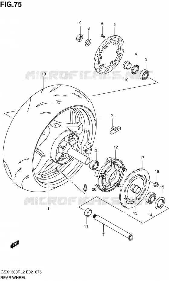 ROUE ARRIERE Suzuki MOTO 1300 HAYABUSA 2012  GSX1300RL2(E19)