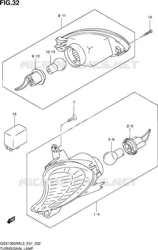 CLIGNOTANTS Suzuki MOTO 1300 HAYABUSA 2013  GSX1300RA L3 (E51)