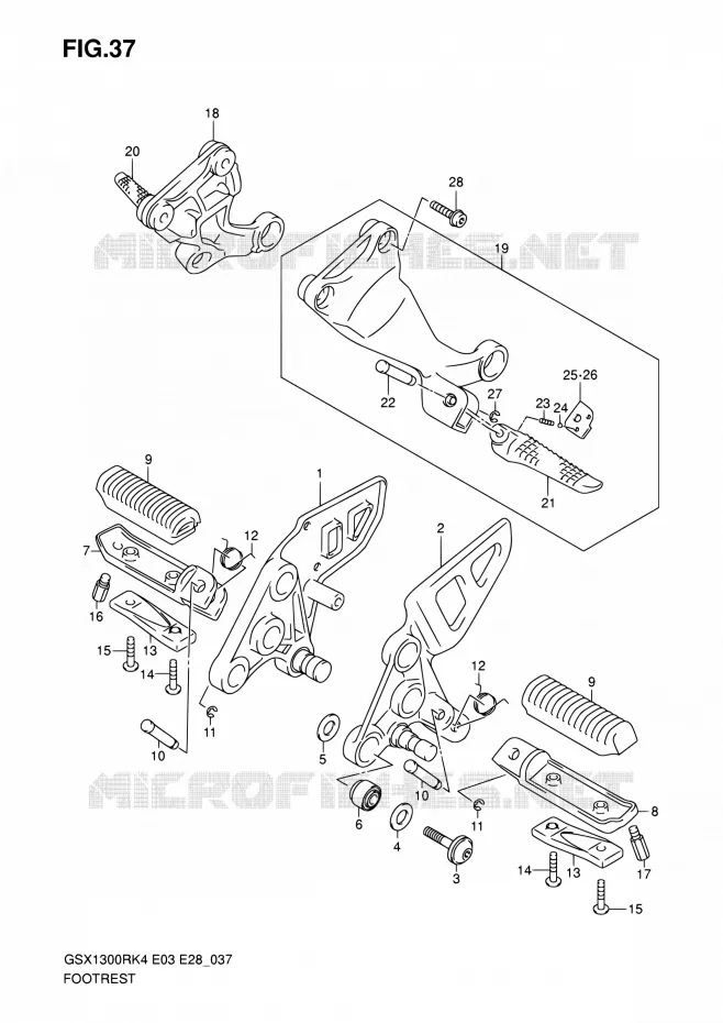 REPOSE PIED Suzuki MOTO 1300 HAYABUSA 2004  GSX1300RZ K7 (E03,E28,E33)