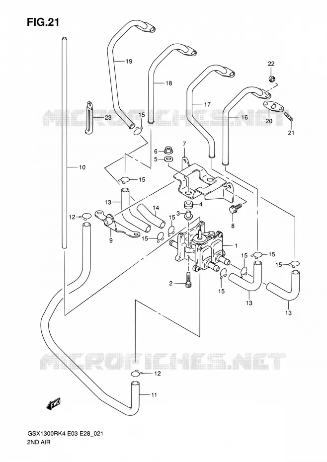 SYSTEME RECYCLAGE GAZ ECHAPPEMENT Suzuki MOTO 1300 HAYABUSA 2004  GSX1300RZ K7 (E03,E28,E33)