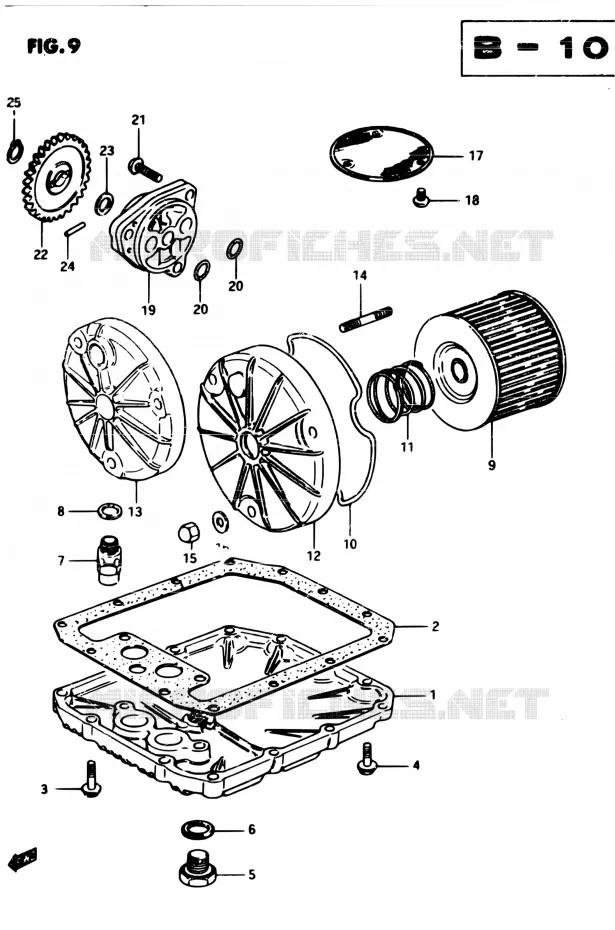 FILTRE A HUILE - POMPE A HUILE Suzuki MOTO 250 GSX 1982  GSX250 Z/GSX250E Z/GSX250S Z/GSX250ES Z