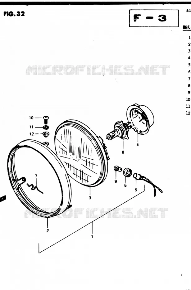 PHARE (E02) Suzuki MOTO 250 GSX 1982  GSX250 Z/GSX250E Z/GSX250S Z/GSX250ES Z