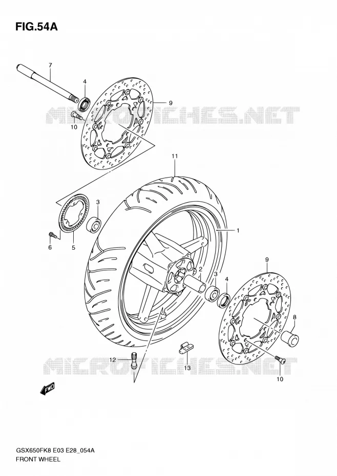 ROUE AVANT (GSX650FAK9/FAL0) Suzuki MOTO 650 GSX-F 2008  GSX650F K8 (E03,E28,E33)