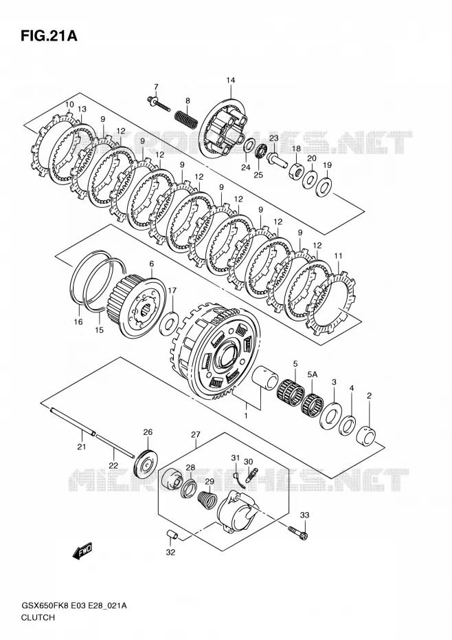 EMBRAYAGE (MODEL K9/L0) Suzuki MOTO 650 GSX-F 2009  GSX650F K9 (E03,E28,E33)