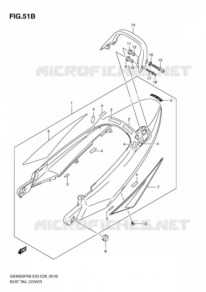 CARENAGES ARRIERE (MODEL L0) Suzuki MOTO 650 GSX-F 2010  GSX650F L0 (E03,E28,E33)