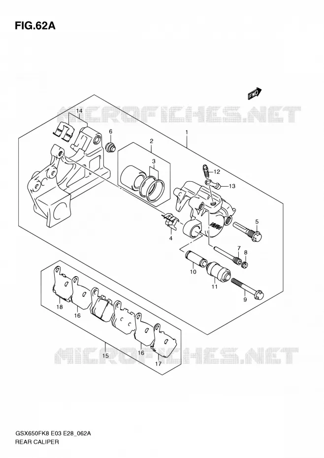 ETRIER DE FREIN ARRIERE (GSX650FAK9/FAL0) Suzuki MOTO 650 GSX-F 2010  GSX650F L0 (E03,E28,E33)