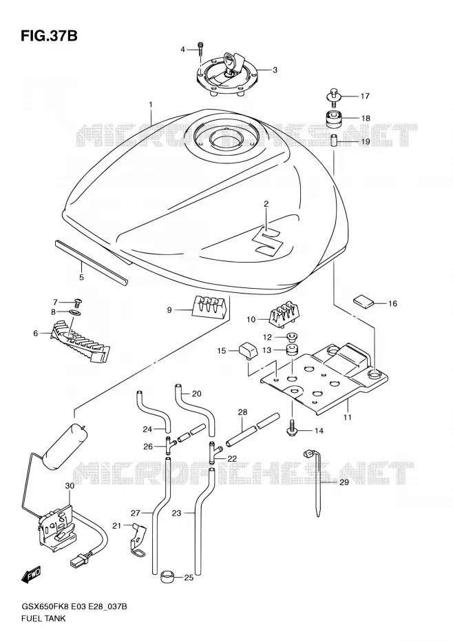 RESERVOIR D'ESSENCE (MODEL L0) Suzuki MOTO 650 GSX-F 2010  GSX650F L0 (E03,E28,E33)