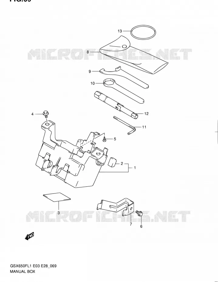 BOITE - TROUSSE A OUTILS Suzuki MOTO 650 GSX-F 2011  GSX650F L1 (E03,E28,E33)