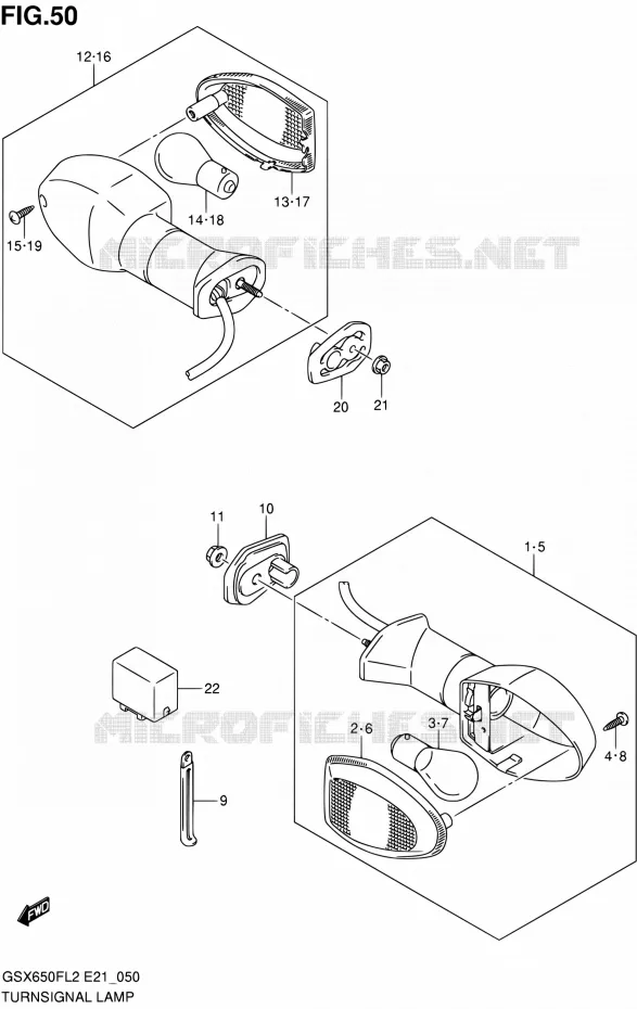 CLIGNOTANTS Suzuki MOTO 650 GSX-F 2012  GSX650FL2(E21)