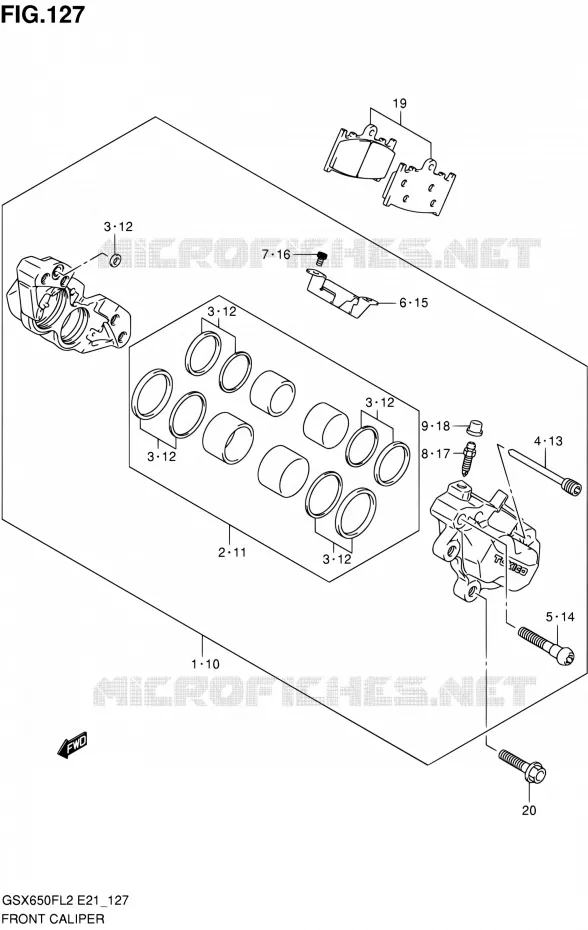 ETRIER DE FREIN AVANT (GSX650FUL2 E21) Suzuki MOTO 650 GSX-F 2012  GSX650FL2(E21)